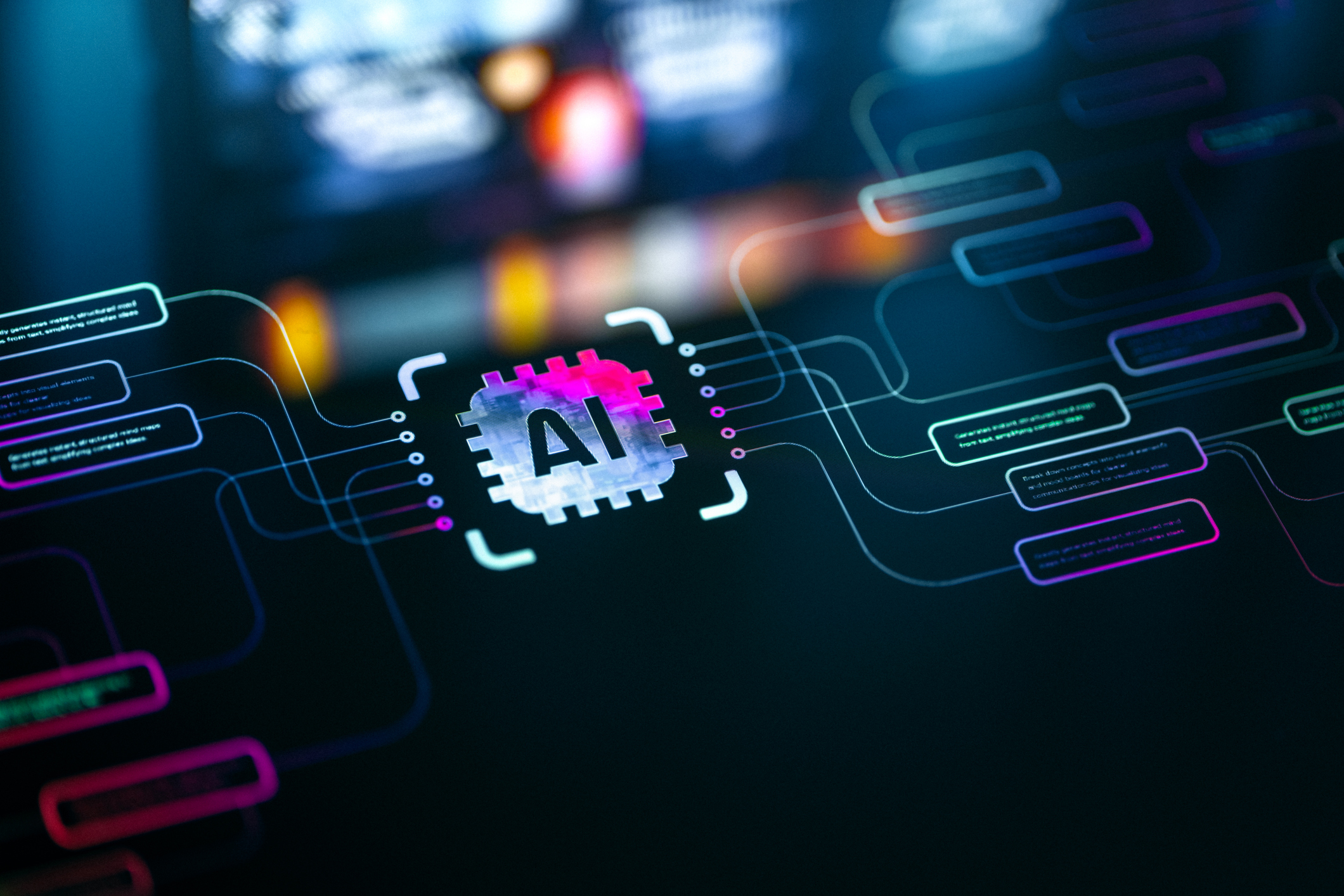Multimodal AI Technology Concept with Digital Blocks Representing Artificial Intelligence Technologies