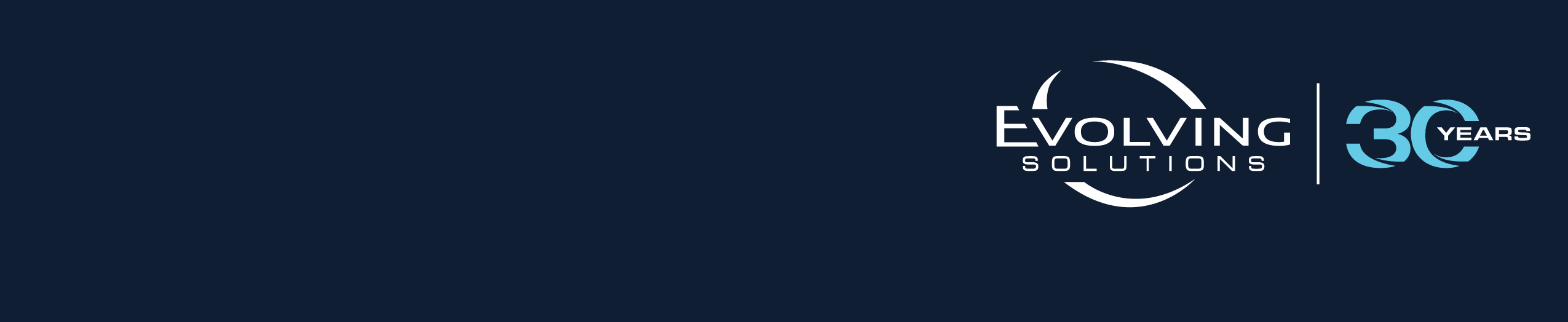 Evolving Solutions logo with "30 Years" text on dark background