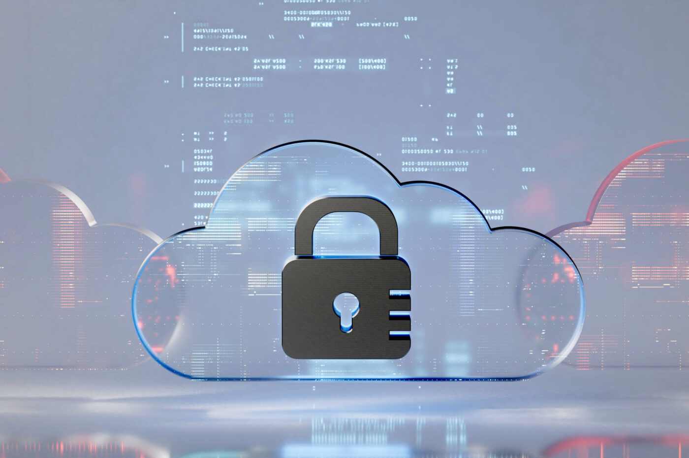 Cloud with padlock symbolizing data security and protection