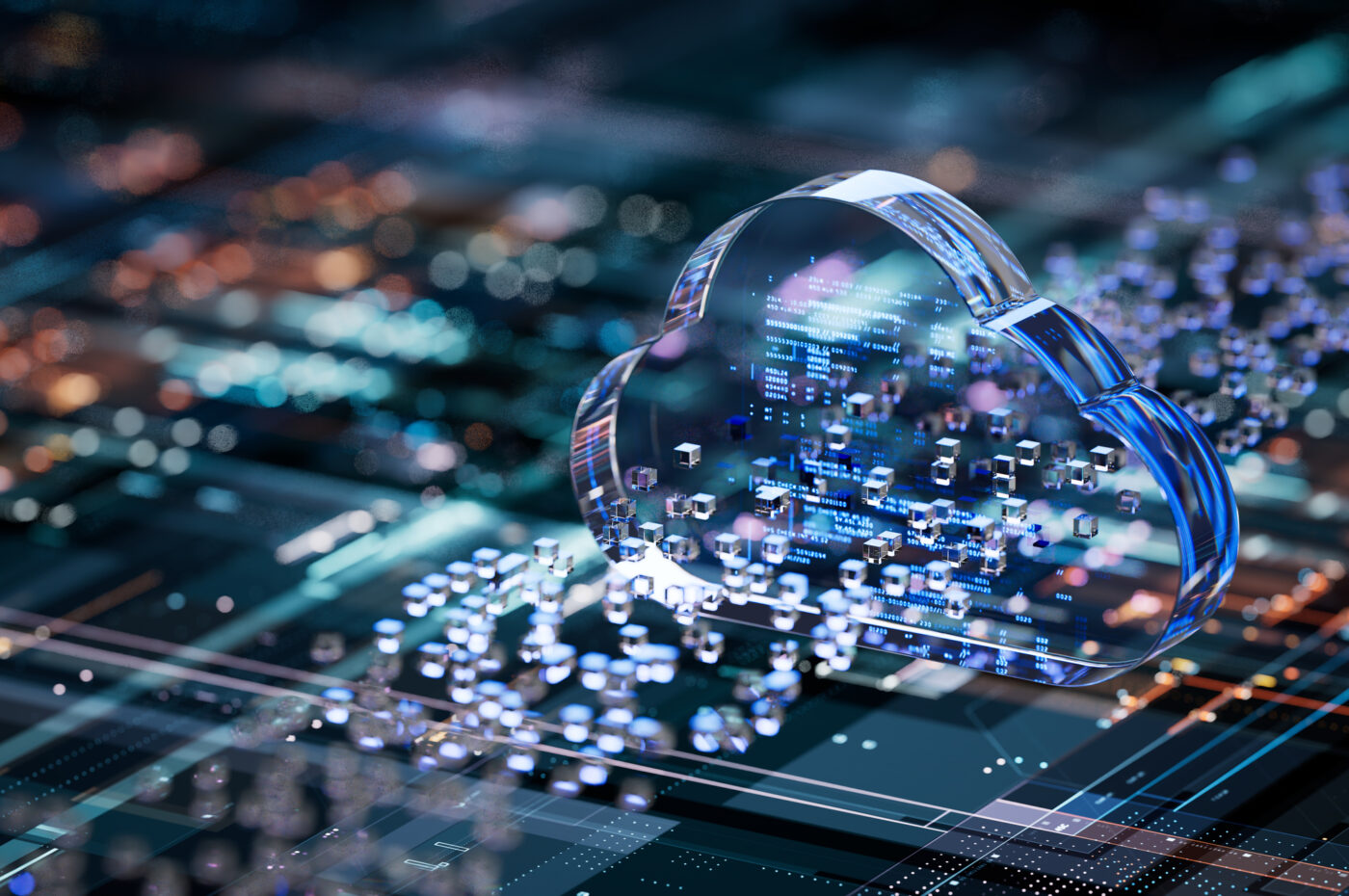 Digital cloud symbolizing data processing and futuristic technology systems